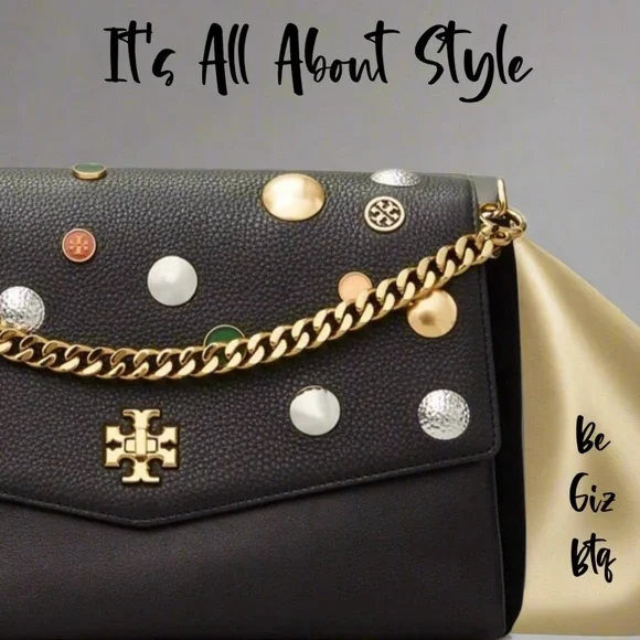 Tory Burch Authentic Kira Mixed Materials Embellished Unique Bag Limited Edition